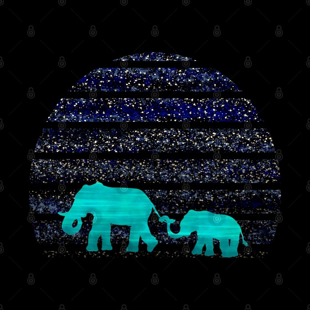 Elephant family at night by Littlelimehead