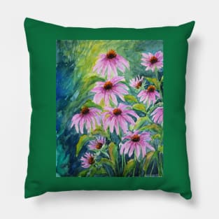 Echinacea Watercolor Painting Pillow