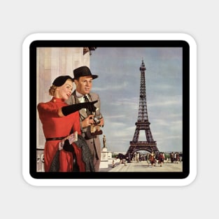 Vintage Paris Eiffel Tower Scene Magnet