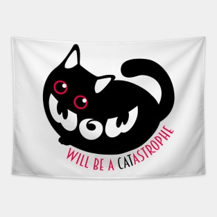 Catastrophic Kitty: A Black Cat's Ominous Warning of Impending Doom - Dark Humor and Feline Curiosity Collide in this Foreboding Prophecy Tapestry