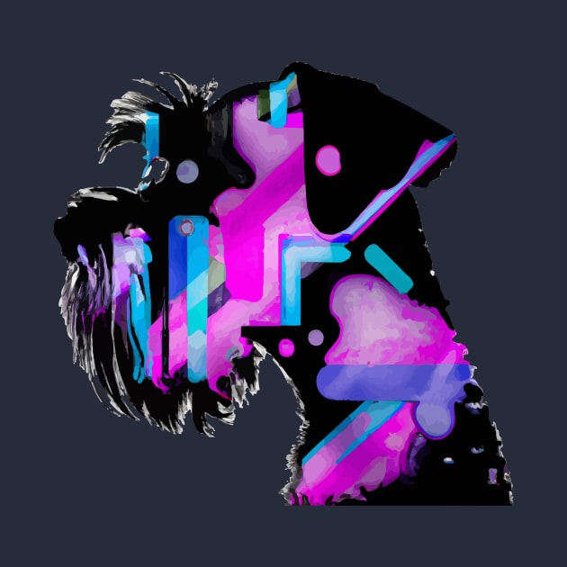 Miniature Schnauzer Futuristic Synthwave Artwork by Furrban