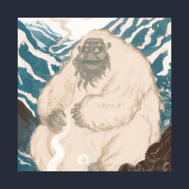 Yeti in the Himalayas ukiyo-e style by Star Scrunch