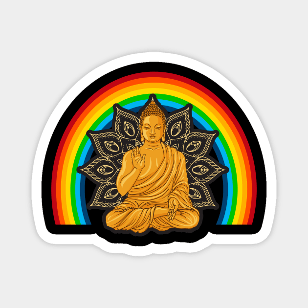 Buddha Regenbogen Yoga Magnet by HBfunshirts