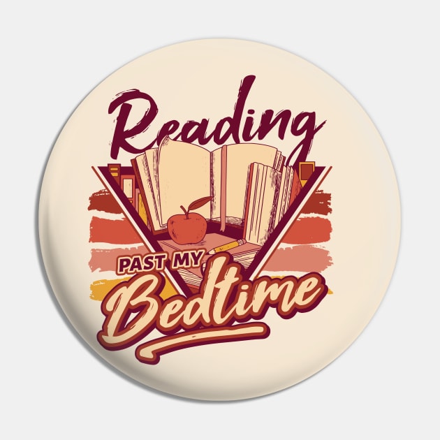 Retro Reading Past My Bedtime // 90s Style Funny Book Lover Pin by SLAG_Creative