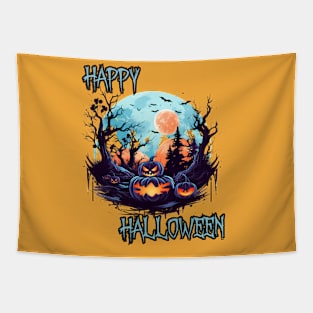 Spooky Pumpkin Happy Halloween Tapestry