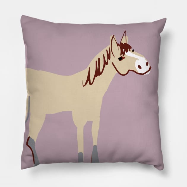 Palomino horse in pink Pillow by belettelepink