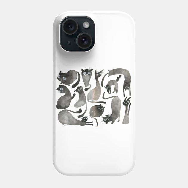 Silly Black Cats Phone Case by RachelMSilva