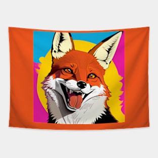 Modern Abstract Pop Art Style Laughing Fox Drawing Tapestry