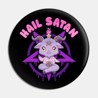 Hail Satan Death Metal Cute Pentagram Baphomet print Pin