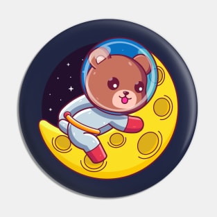 brown bear astronaut sleeping on the moon Pin