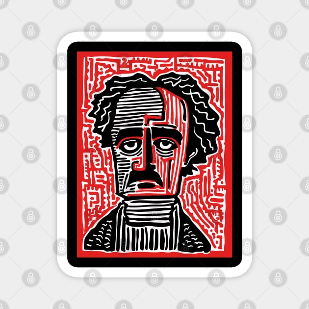 Edgar Allan Poe Portrait | Macabre Writer Graphic Magnet by TuncGK