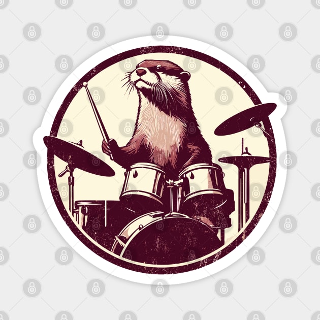 Funny otter drummer Magnet by TomFrontierArt