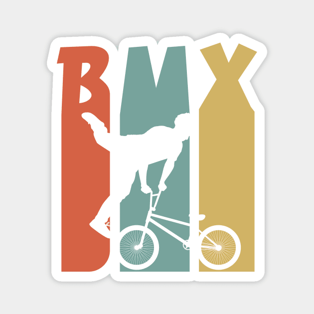 BMX / Retro Vintage BMX Bike Rider / vintage Retro 1970's Style BMX Silhouette Extreme Sports Youth / Kids Bmx Magnet by Anodyle