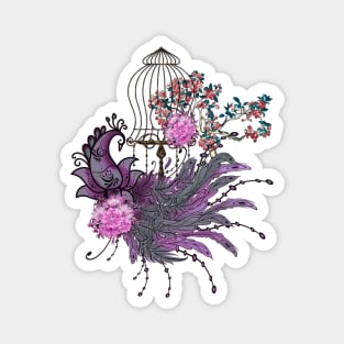 Wonderful elegant peacock with flowers Magnet