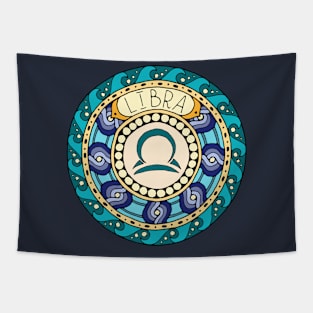 Libra Zodiac Sign Colorful Birth Horoscope Mandala Tapestry