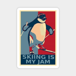 Skiing Is My Jam Funny Penguin Skiing HOPE Magnet