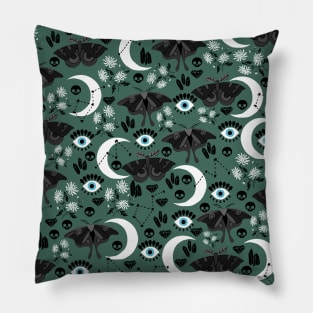 Moth moon and stars pattern Pillow