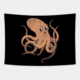 Cheeky Cute Octopus Character Illustration Tapestry