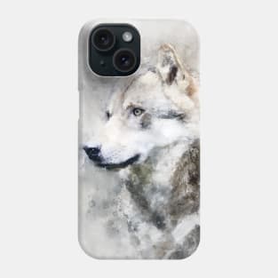 Dramabite Watercolor wolf wolves grey artsy artistic painting wildlife Phone Case