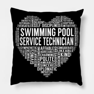 Swimming Pool Service Technician Heart Pillow