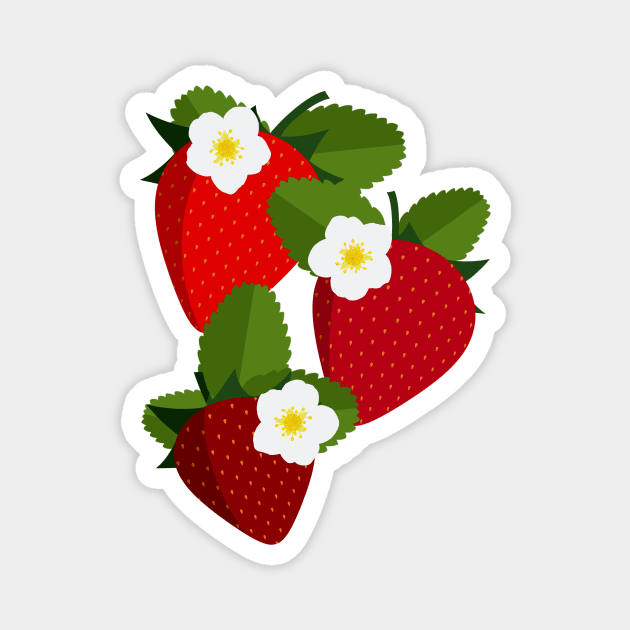 Strawberries and blossoms Magnet by Obstinate and Literate