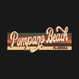 Pompano Beach Florida Retro Vintage 70s 80s Design T-Shirt