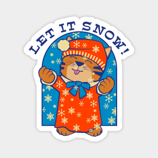 Let it Snow Winter Christmas Cat Magnet