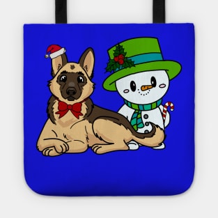 Christmas / Holiday German Shepherd and Snowman Tote