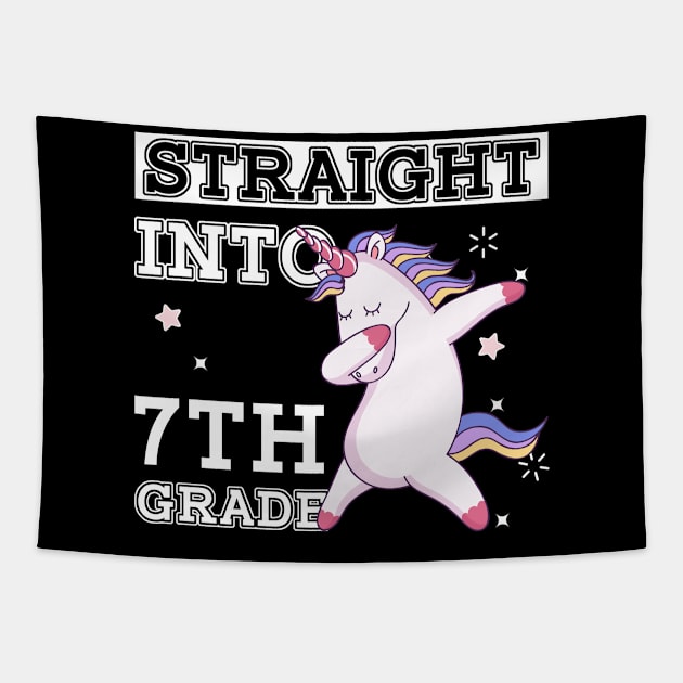 Straight Outta 7th Grade Unicorn Back To School Gift Tapestry by kateeleone97023