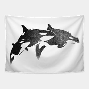 Jumping Orca Pod Grunge Aesthetic Tapestry