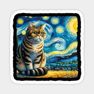 Manx Starry Night Inspired - Artistic Cat Magnet