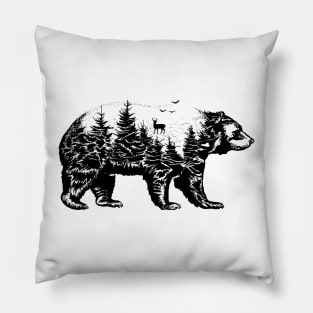 Bear Wilderness Double Exposure Pillow