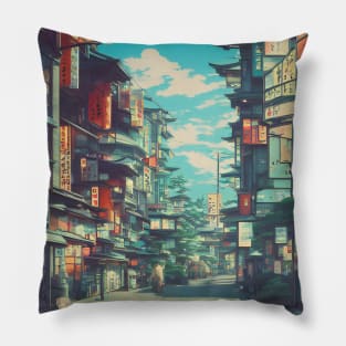 Morning Street Vacation Holiday in Japan Traditional Pillow