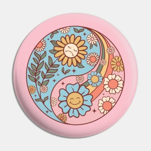 YinYang flower power smiley face Pin