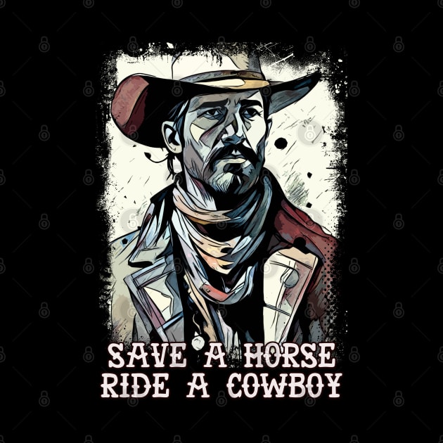 Save a Horse Ride a Cowboy Funny Western Sayings by Naumovski