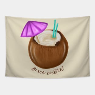 Beach Cocktail in Coconut. Beach Summer 2022 Tapestry