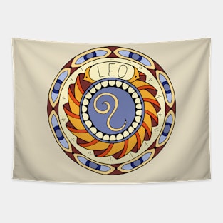 Leo Zodiac Sign Colorful Birth Horoscope Mandala Tapestry