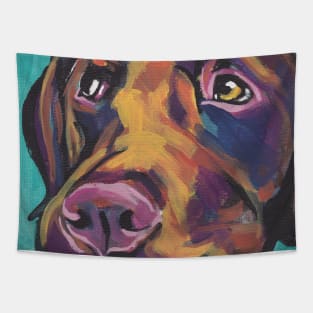 Chocolate Labrador Retriever Dog Bright colorful pop dog art Tapestry