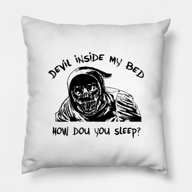 Devil inside my bed Pillow by Dualima