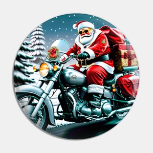 Santa on a Motorcycle Pin