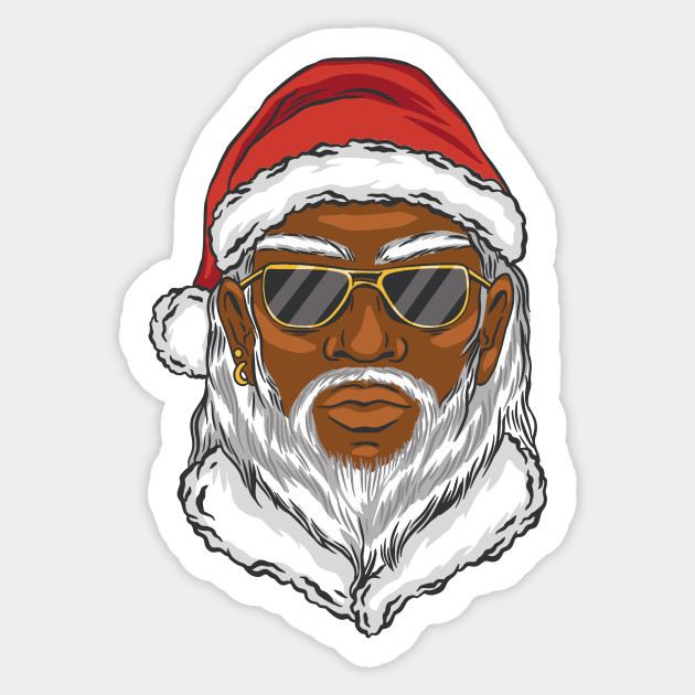 Black Santa Cartoon - Black Santa Claus - Sticker