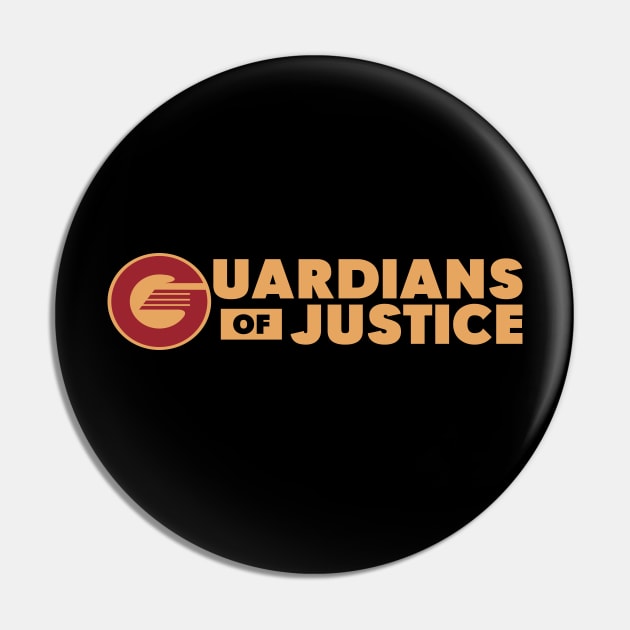 The Guardians Of Justice Text Logo Pin by Vault Emporium