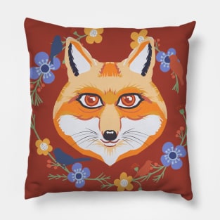 Floral fox head Pillow