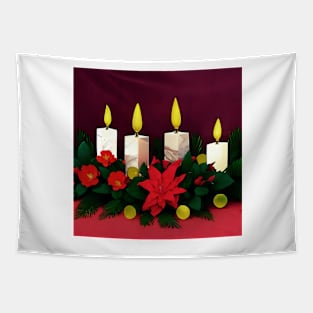 Christmas Candles with Poinsettia Tapestry