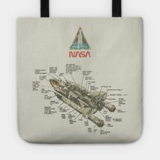 Vintage Space Shuttle Diagram Tote