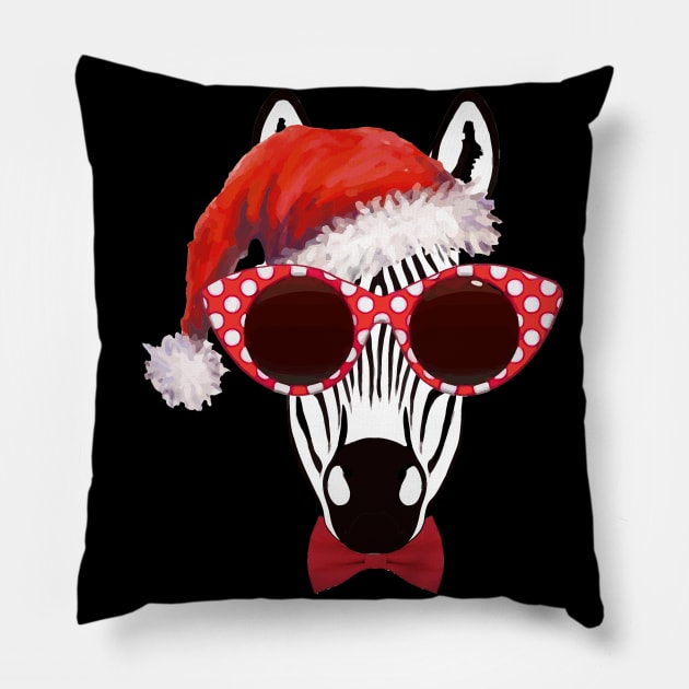 Zebra face christmas humor sweater Pillow by Collagedream