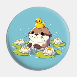 Kawaii Anime Otter Bath With Rubber Bath Duck Pin