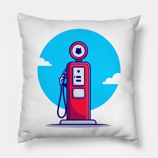 Gas Station Cartoon Illustration Pillow