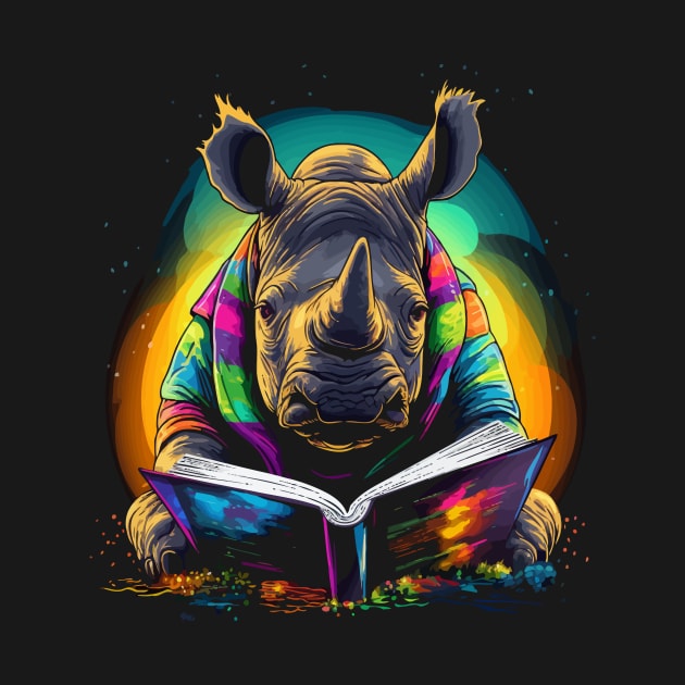 Rhinoceros Reads Book by JH Mart