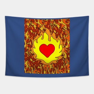 Flames Burning Heart On Fire Tapestry